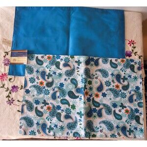 NWT Home Collection Paisley Placemat Set of 2 Camping Picnic Blue Party Reusable